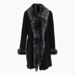 3/4 Length Toscana Suede Leather Coat Black