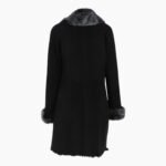 3/4 Length Toscana Suede Leather Coat Black