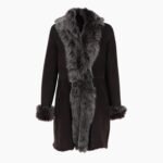 3/4 Length Toscana Suede Leather Coat Brown