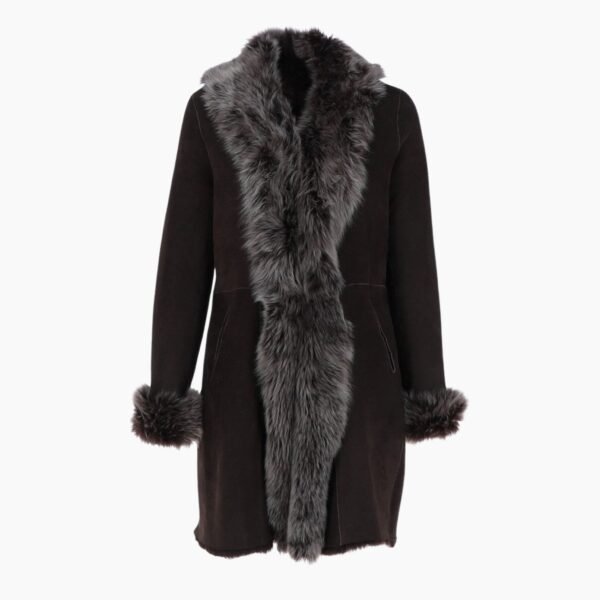 3/4 Length Toscana Suede Leather Coat Brown