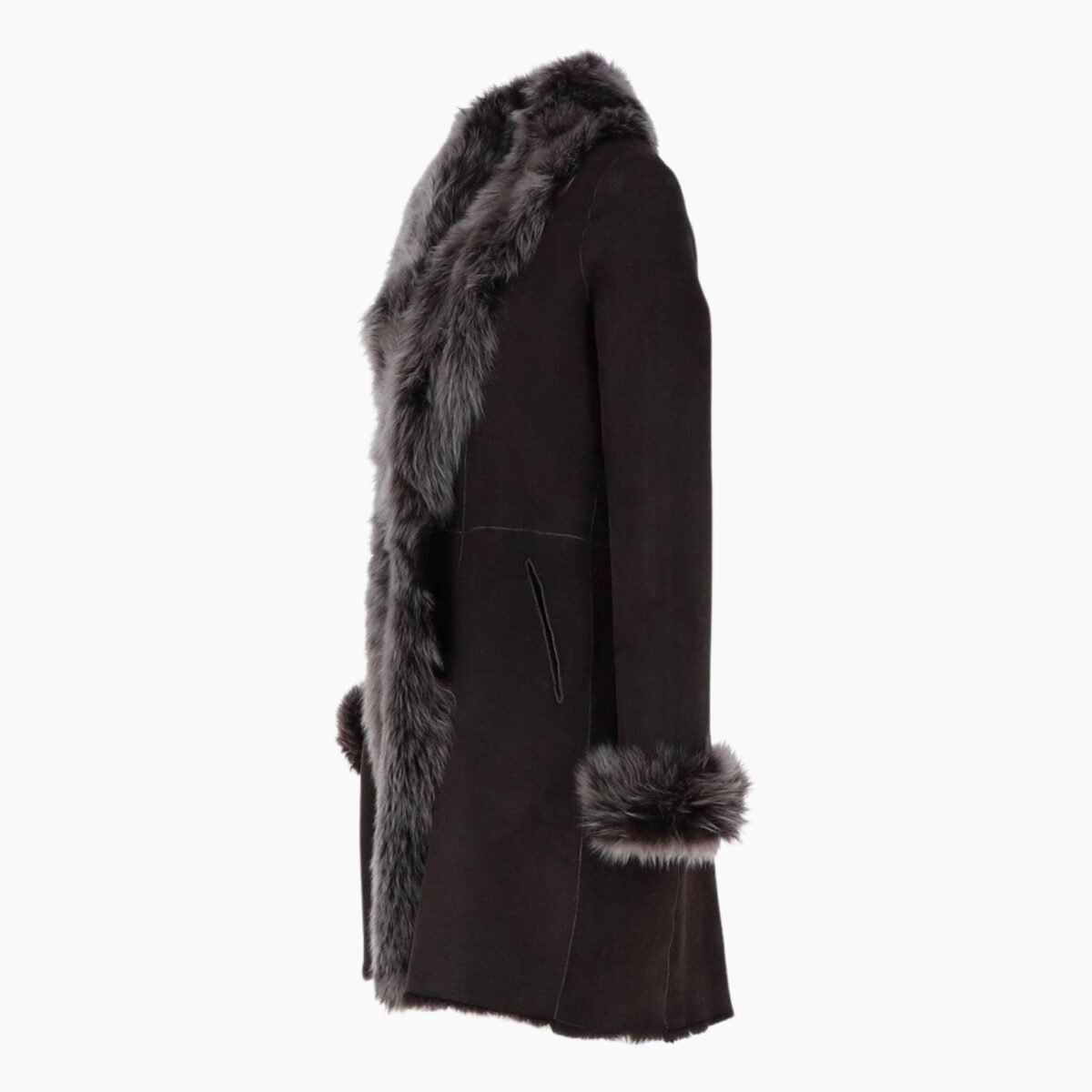 3/4 Length Toscana Suede Leather Coat Brown