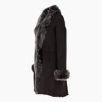 3/4 Length Toscana Suede Leather Coat Brown