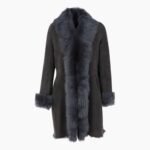 3/4 Length Toscana Suede Leather Coat Gray
