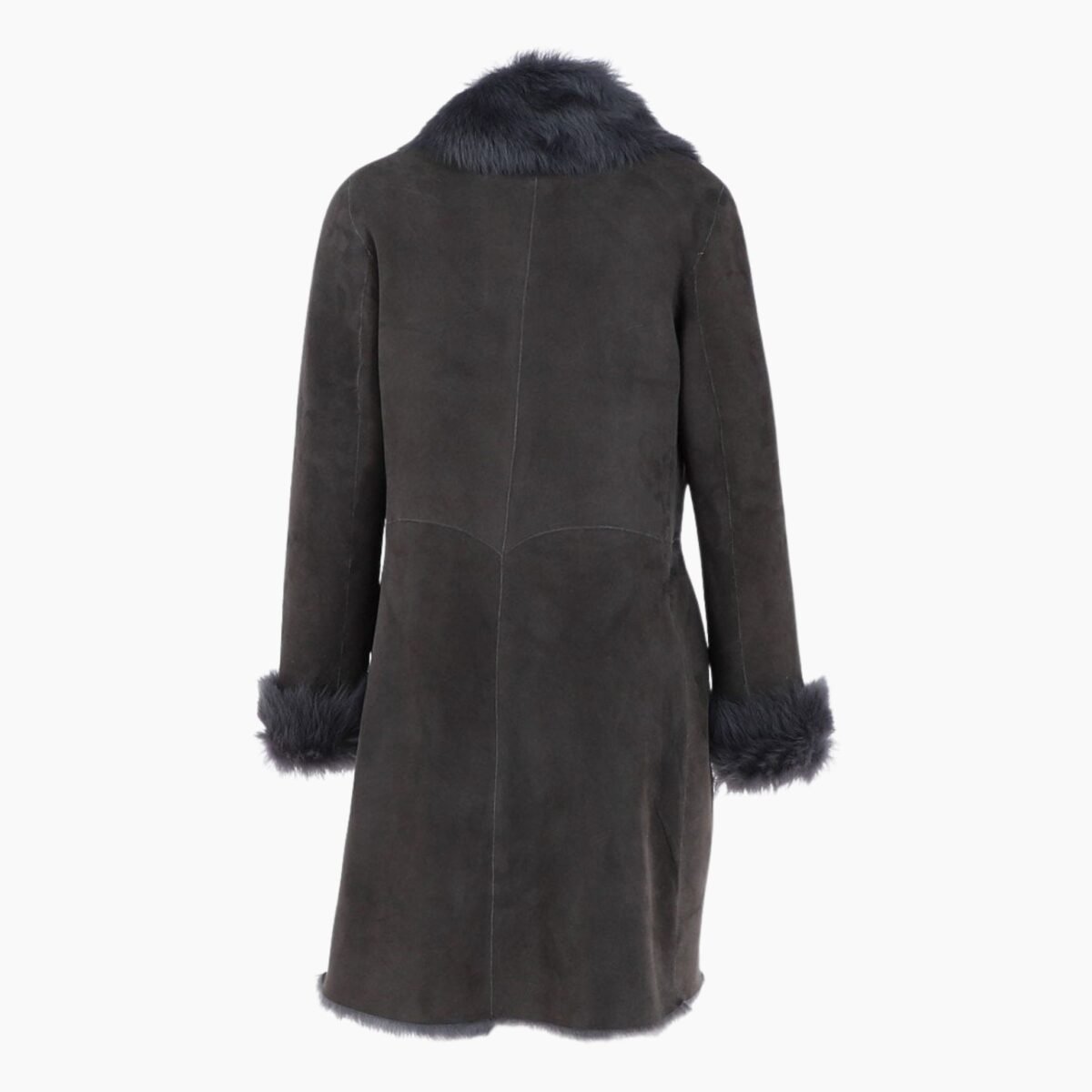 3/4 Length Toscana Suede Leather Coat Gray