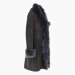 3/4 Length Toscana Suede Leather Coat Gray