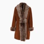 3/4 Length Toscana Suede Leather Coat Tan