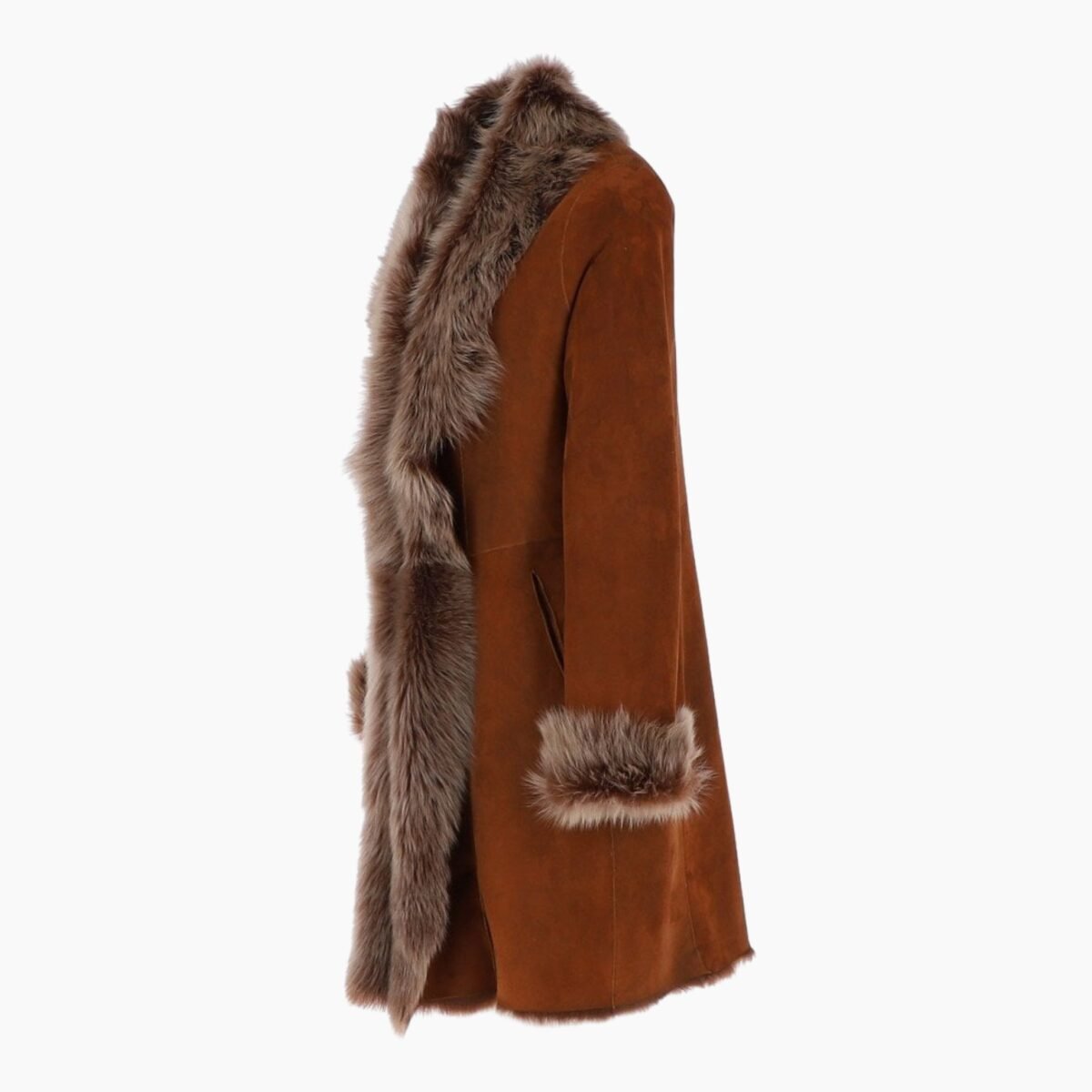 3/4 Length Toscana Suede Leather Coat Tan