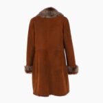 3/4 Length Toscana Suede Leather Coat Tan