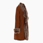 3/4 Length Toscana Suede Leather Coat Tan