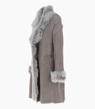 3/4 Length Toscana Suede Leather Coat Topo