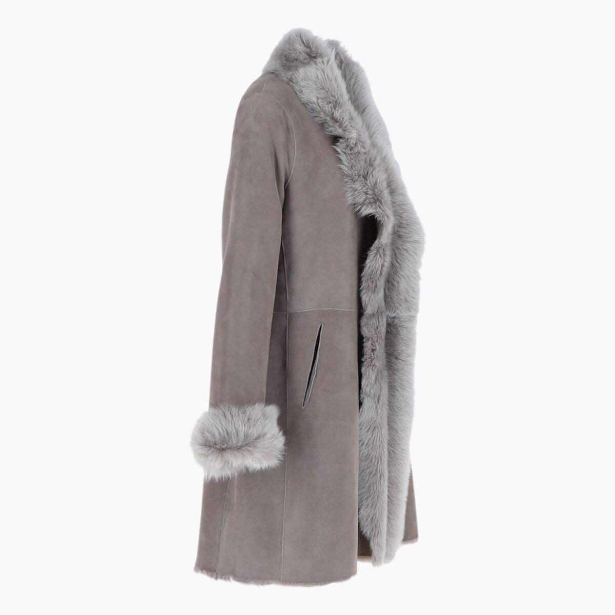 3/4 Length Toscana Suede Leather Coat Topo