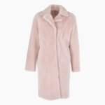 3/4 Long Shearling Fur Coat Baby Pink