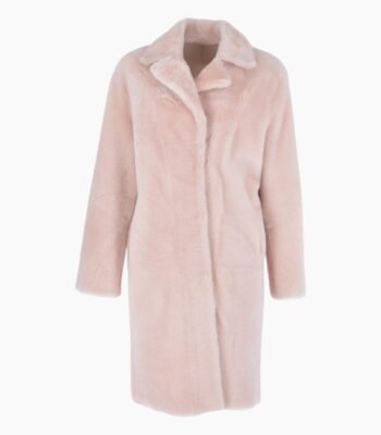 3/4 Long Shearling Fur Coat Baby Pink