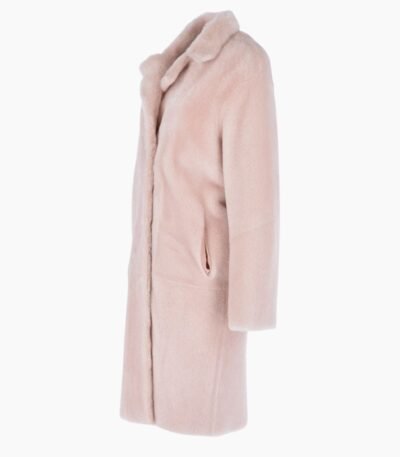 3/4 Long Shearling Fur Coat Baby Pink