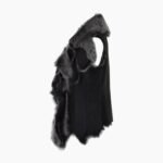 Double Collar Suede Leather Gilet Black