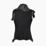 Double Collar Suede Leather Gilet Black