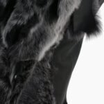 Double Collar Suede Leather Gilet Black