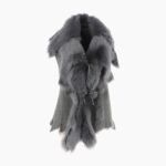 Double Collar Suede Leather Gilet Gray