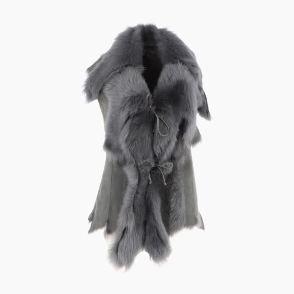 Double Collar Suede Leather Gilet Gray