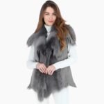 Double Collar Suede Leather Gilet Gray