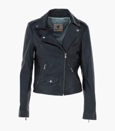 Exquisite Leather Ladies Biker Jacket Black