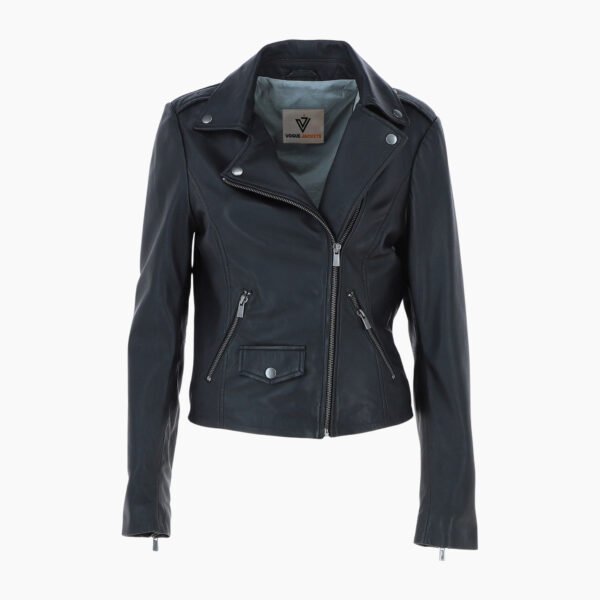 Exquisite Leather Ladies Biker Jacket Black