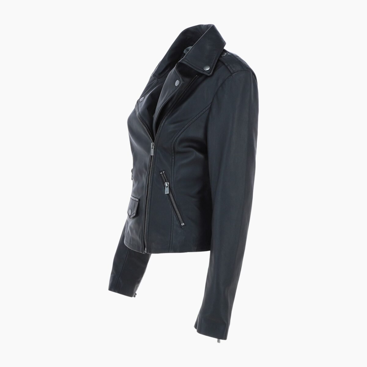 Exquisite Leather Ladies Biker Jacket Black