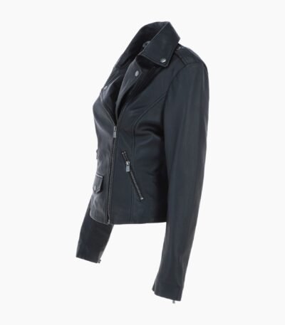 Exquisite Leather Ladies Biker Jacket Black