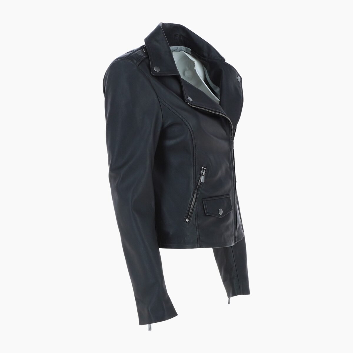 Exquisite Leather Ladies Biker Jacket Black