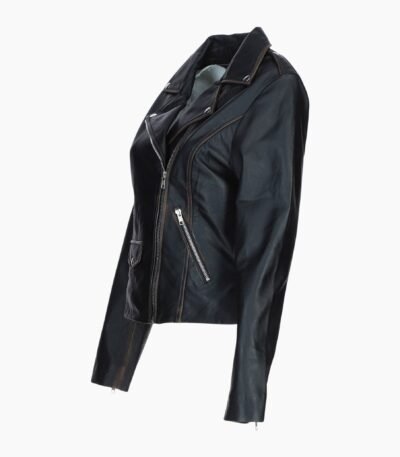 Exquisite Leather Ladies Biker Jacket Black Ruboff
