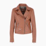 Exquisite Leather Ladies Biker Jacket Tan