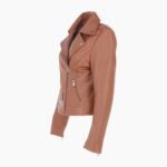 Exquisite Leather Ladies Biker Jacket Tan