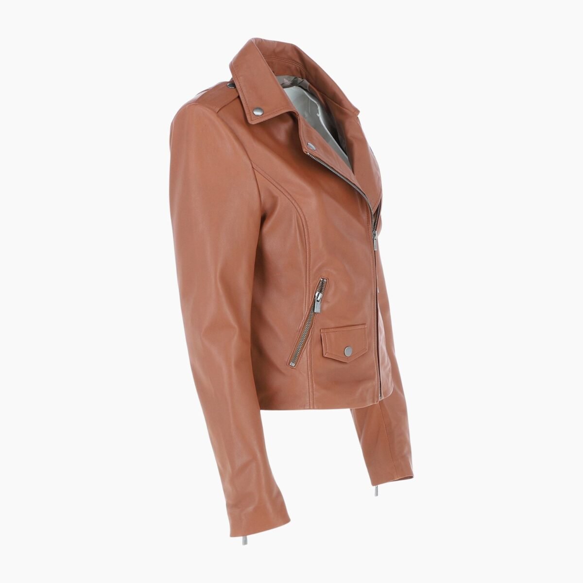 Exquisite Leather Ladies Biker Jacket Tan