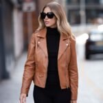 Exquisite Leather Ladies Biker Jacket Tan