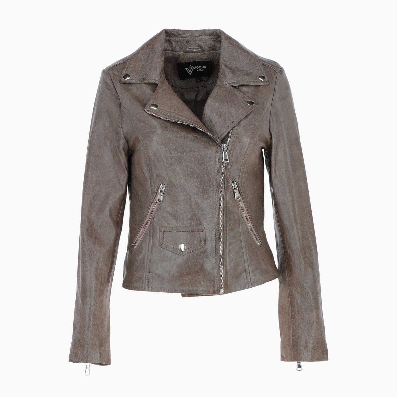 Exquisite Leather Ladies Biker Jacket Taupe Exquisite Leather Ladies Biker Jacket Taupe
