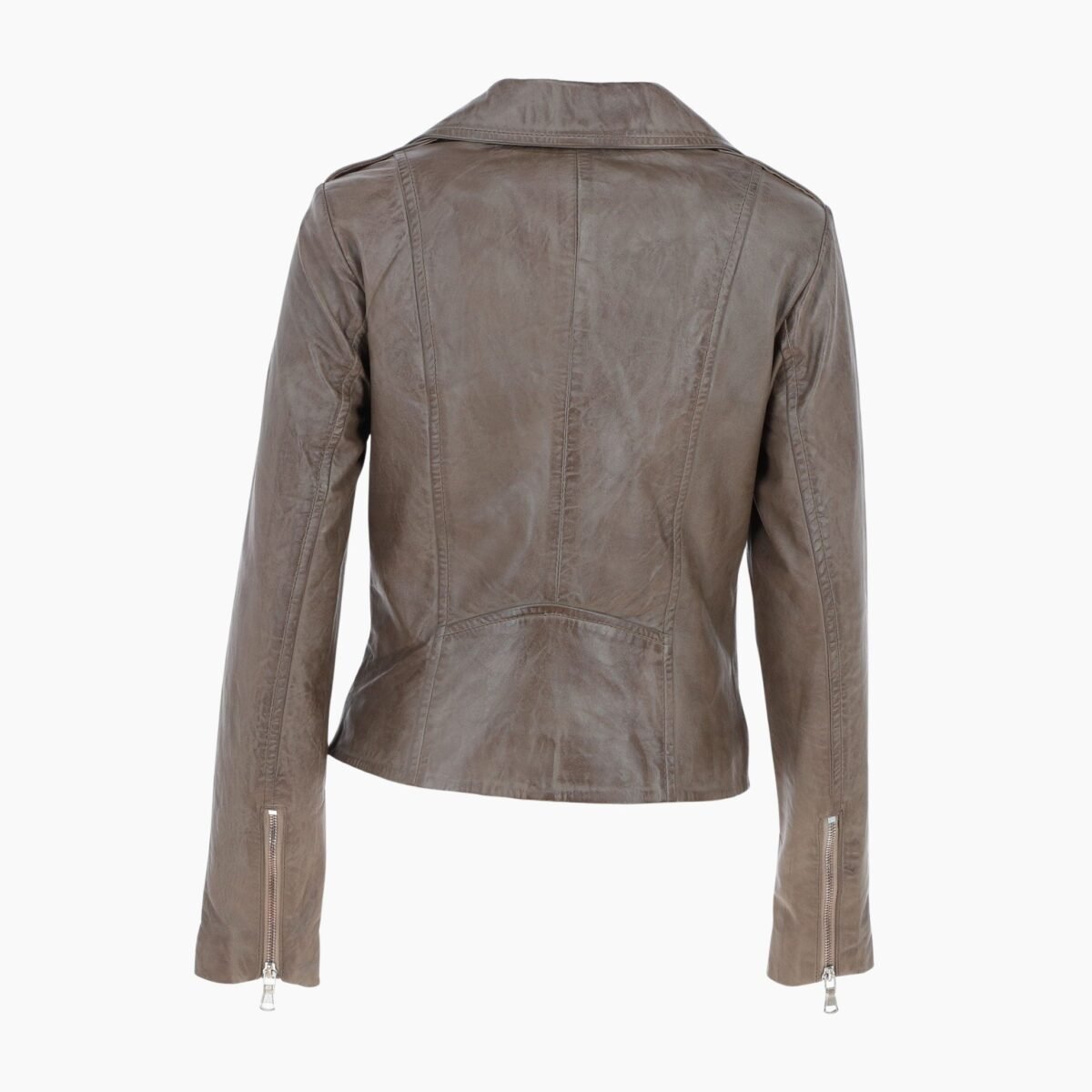 Exquisite Leather Ladies Biker Jacket Taupe