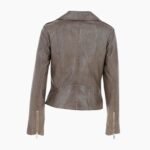 Exquisite Leather Ladies Biker Jacket Taupe