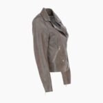 Exquisite Leather Ladies Biker Jacket Taupe