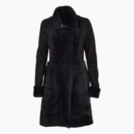 Ladies Suede Sheepskin Coat Black