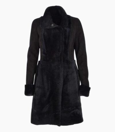 Ladies Suede Sheepskin Coat Black