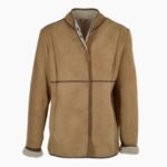 Lamb Shearling Mandarin Collar Jacket Brown