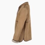 Lamb Shearling Mandarin Collar Jacket Brown