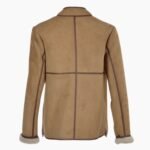 Lamb Shearling Mandarin Collar Jacket Brown