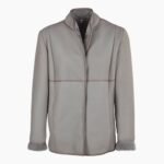 Lamb Shearling Mandarin Collar Jacket Gray
