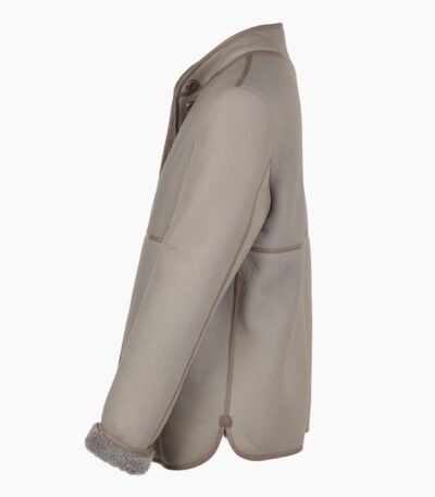 Lamb Shearling Mandarin Collar Jacket Gray