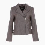 Leather Biker Jacket Taupe Costa Mesa