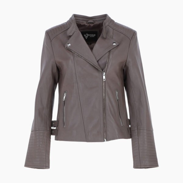 Leather Biker Jacket Taupe Costa Mesa
