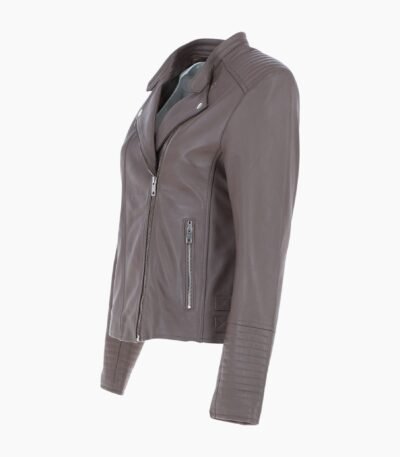 Leather Biker Jacket Taupe Costa Mesa