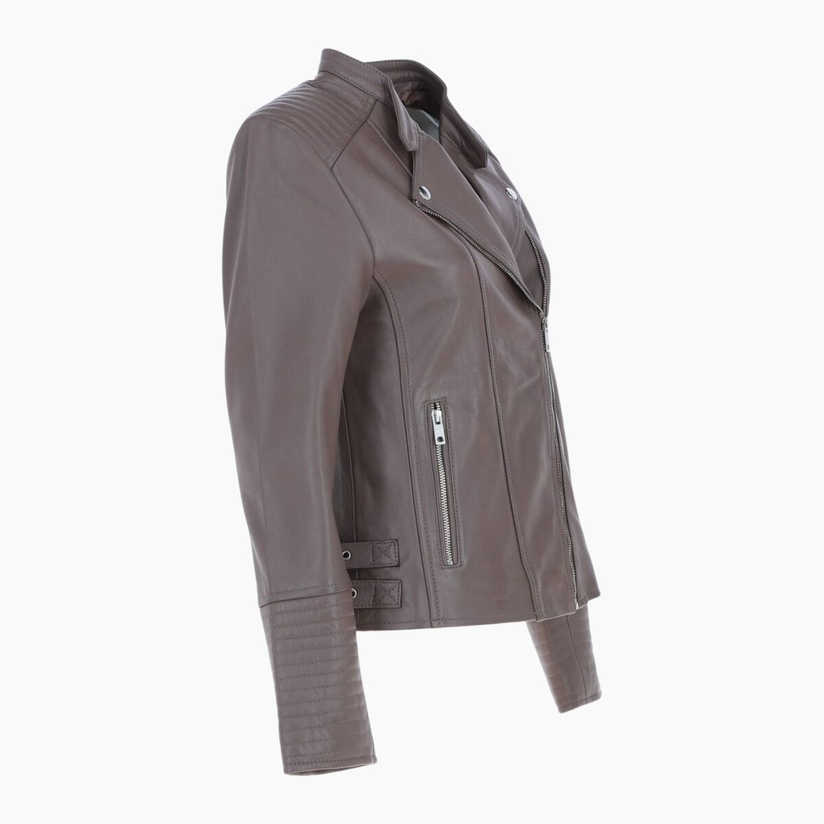 Leather Biker Jacket Taupe Costa Mesa