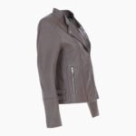 Leather Biker Jacket Taupe Costa Mesa